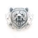roaring bear through ripped skin tattoo design idea