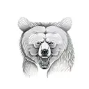 roaring bear through ripped skin tattoo design idea