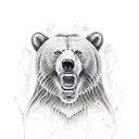 roaring bear through ripped skin tattoo design idea