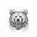 roaring bear through ripped skin tattoo design idea