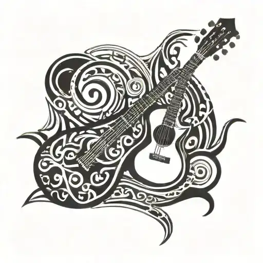 guitare and paddleboard  tattoo design idea