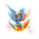 man falling  and become a phoenix tattoo design idea