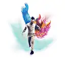 man falling  and become a phoenix tattoo design idea