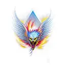 man falling  and become a phoenix tattoo design idea