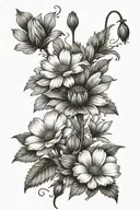 cosmea and calendula flowers tattoo design idea