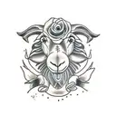 a black sheep chewing on roses tattoo design idea