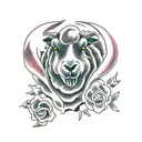a black sheep chewing on roses tattoo design idea