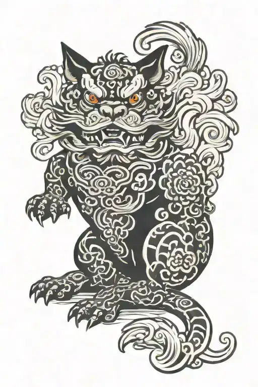 Japanese fu dog tattoo design idea