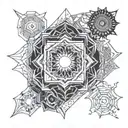  hexagonal pattern and with sun and moon and mandala for men  tattoo design idea