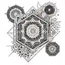  hexagonal pattern and with sun and moon and mandala for men  tattoo design idea
