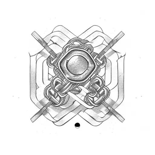 A Brazilian jiu-jitsu belt intertwined with motorcycle chains tattoo design idea