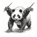 panda stand sideways in battle pose roar, angry, battle roar, battle pose tattoo design idea