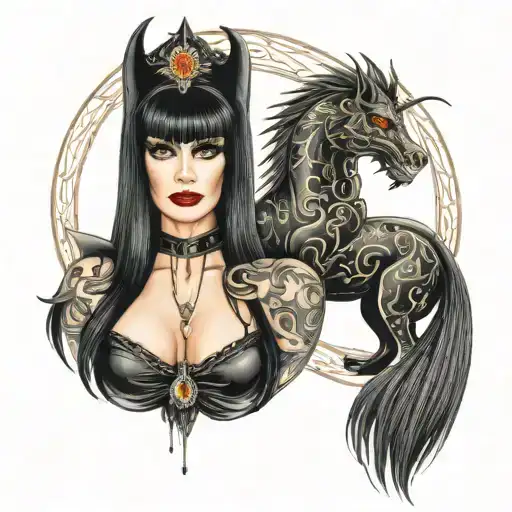 Elvira the Queen of darkness look tattoo design idea