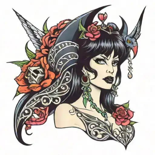 Elvira the Queen of darkness fool you all tattoo design idea