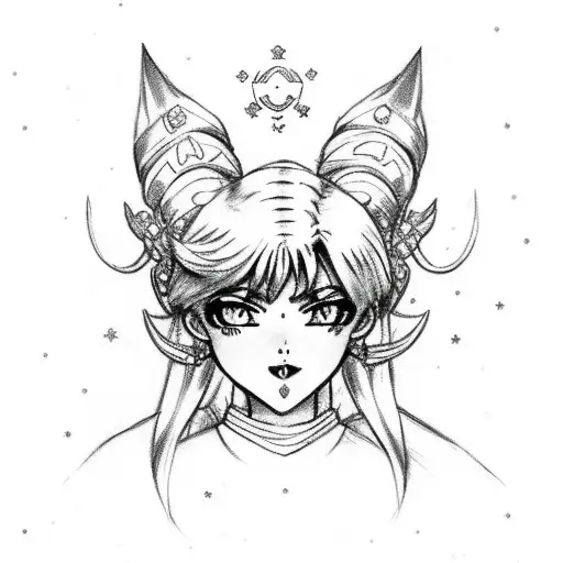 a nordic busty woman dressed as sailor moon tattoo design idea