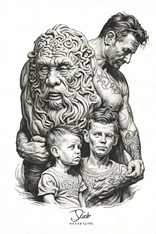 son dad & lad tattoo design idea