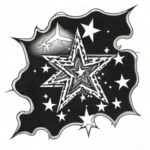 negative shading star   tattoo design idea