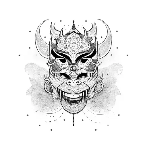barong mask tattoo design idea
