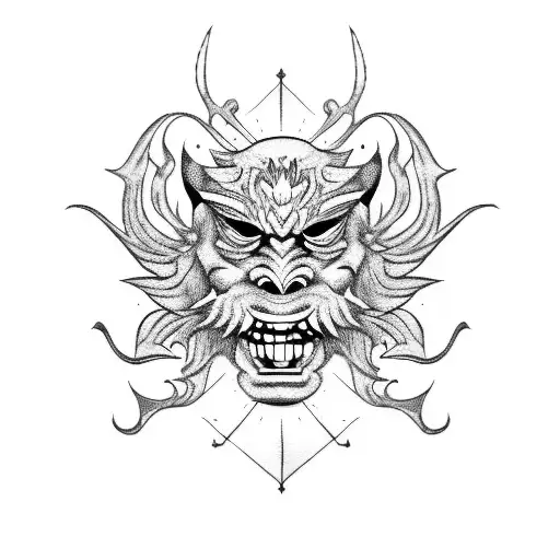 barong mask tattoo design idea