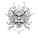 barong mask tattoo design idea