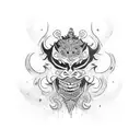 barong mask tattoo design idea