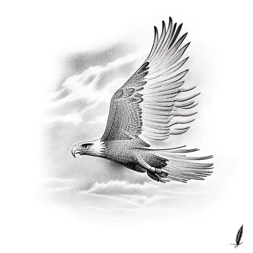 flying eagle over wheat field tattoo design idea