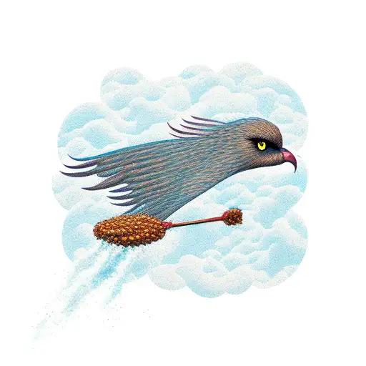 egle flying over burning wheat field tattoo design idea