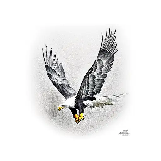 eagle flying over wheat field tattoo design idea