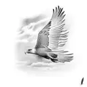 flying eagle over wheat field tattoo design idea