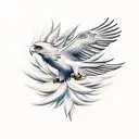 flying eagle over wheat field tattoo design idea