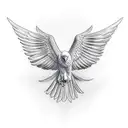 flying eagle over wheat field tattoo design idea