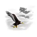 flying eagle over wheat field tattoo design idea
