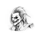 A dotwork tattoo of Sephiroth and The Joker facing off in a virtual reality game tattoo design idea