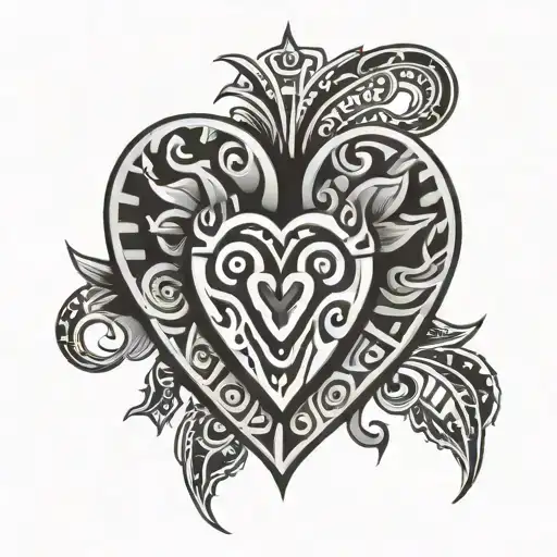 Aztec heart tattoo design idea