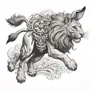lion and rabbit running alongside tattoo design idea