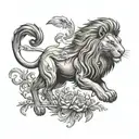 lion and rabbit running alongside tattoo design idea