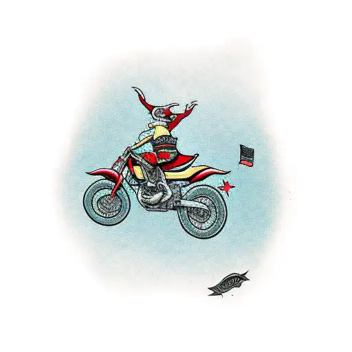 elf riding motocross tattoo design idea