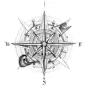 a pirate ship coming out of a compass tattoo design idea