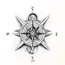 a pirate ship coming out of a compass tattoo design idea