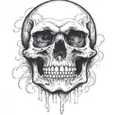 Skull facing the front with a semi-colon socket for eyes tattoo design idea