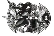 Valkyrie warrior wielding tattoo design idea