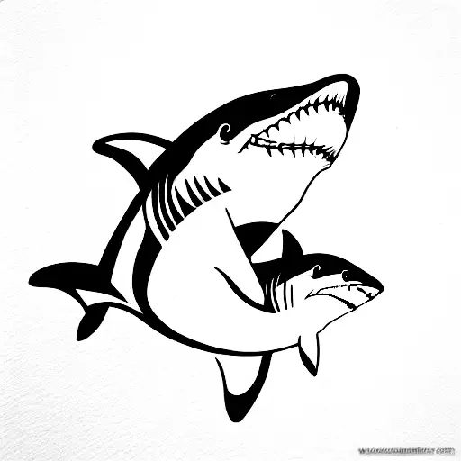 shark and orca tattoo design idea