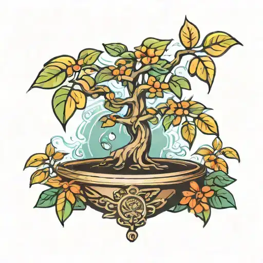money tree growing tattoo design idea