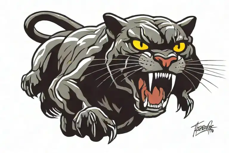 prowling panther that says "hellcats"  tattoo design idea