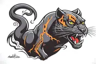 prowling panther that says "hellcats"  tattoo design idea