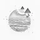 Imagina una escena tranquila al final de un día, donde el sol se está poniendo en el horizonte y proyecta una suave luz  tattoo design idea