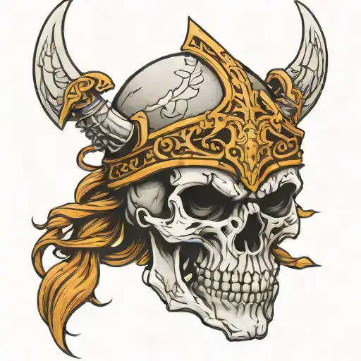 viking valkyrie skull warrior tattoo design idea