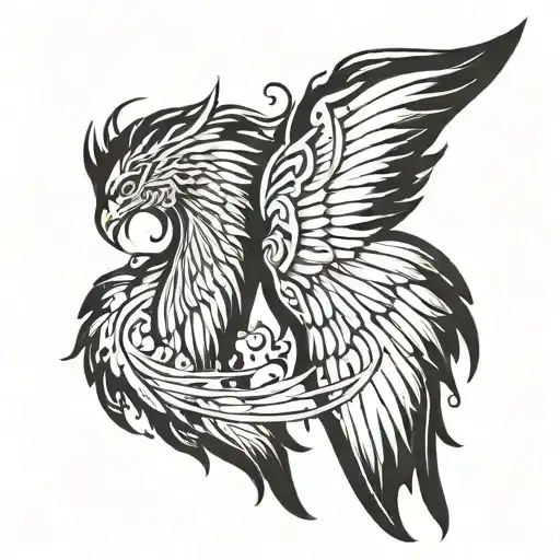 chrome wings flying tattoo design idea
