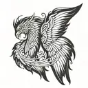 chrome wings flying tattoo design idea