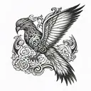 chrome wings flying tattoo design idea